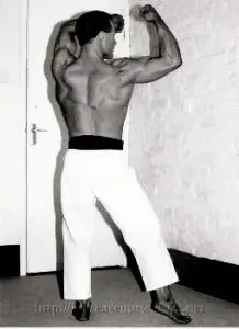 Me demonstrating a karate move.