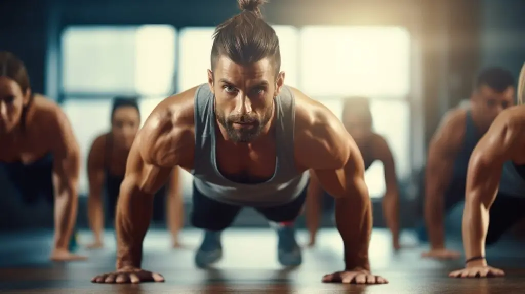A man doing his push-ups
